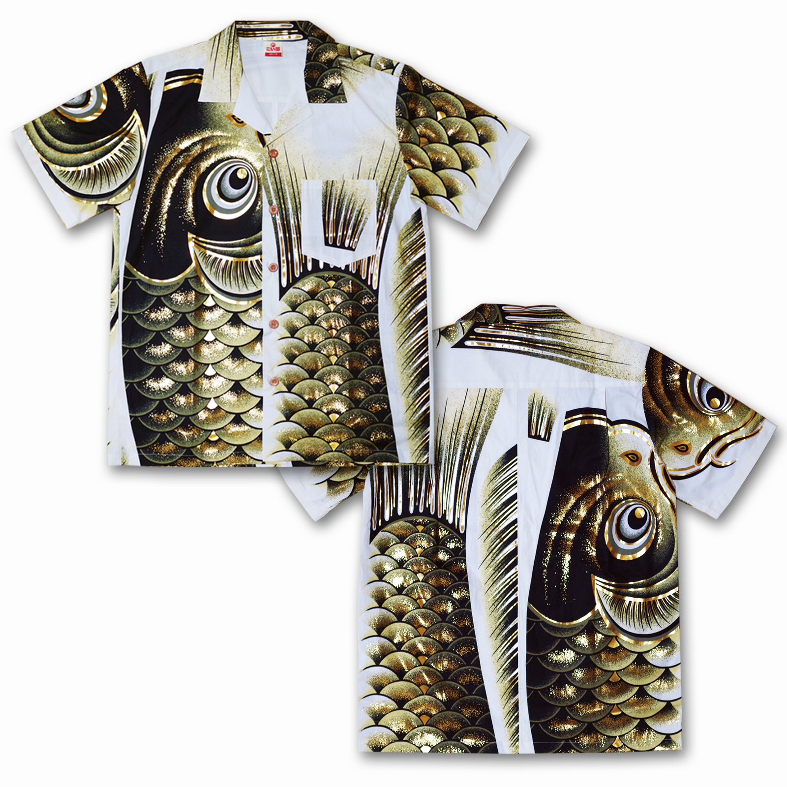 Aloha Shirt Black with Gold