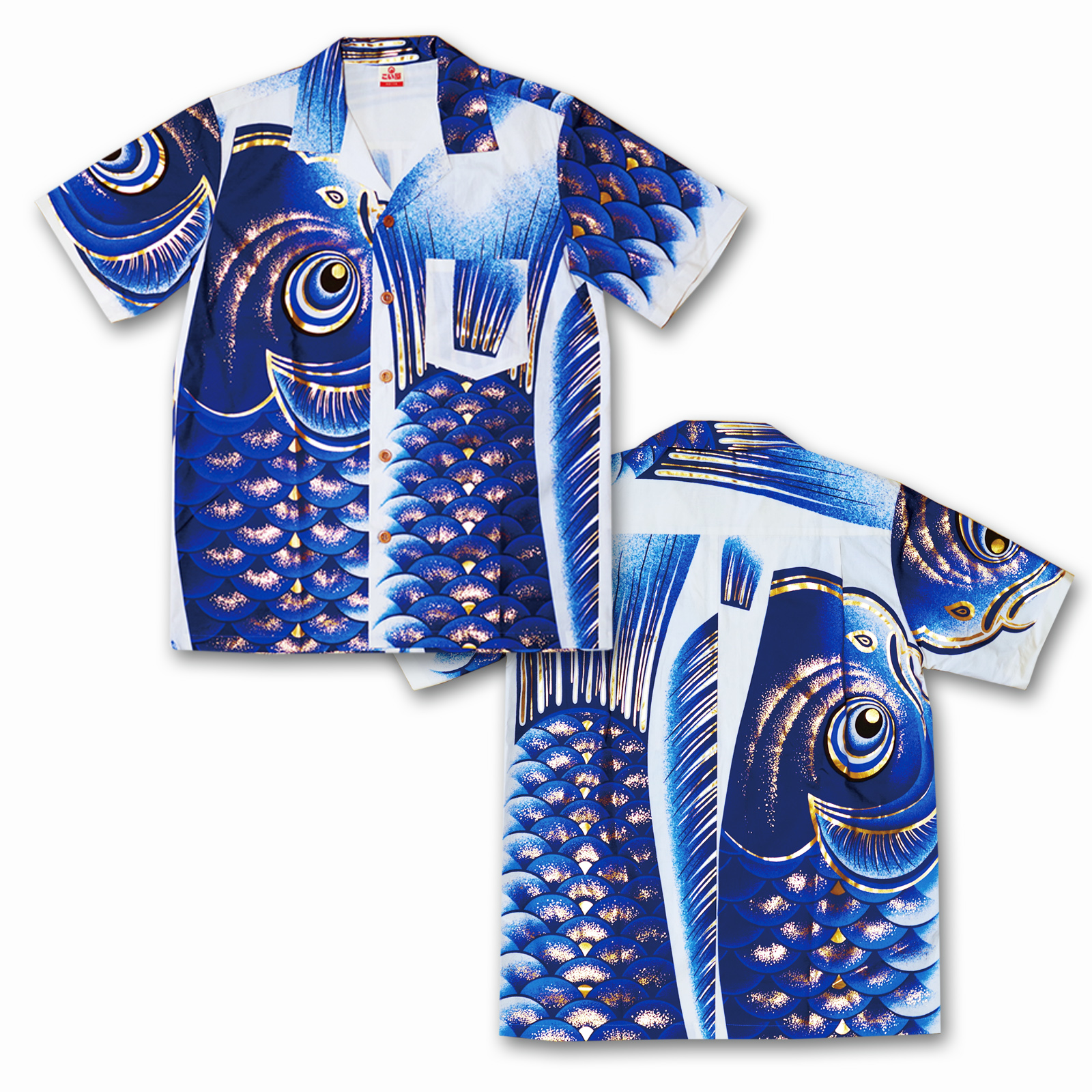 Aloha Shirt Blue with Gold