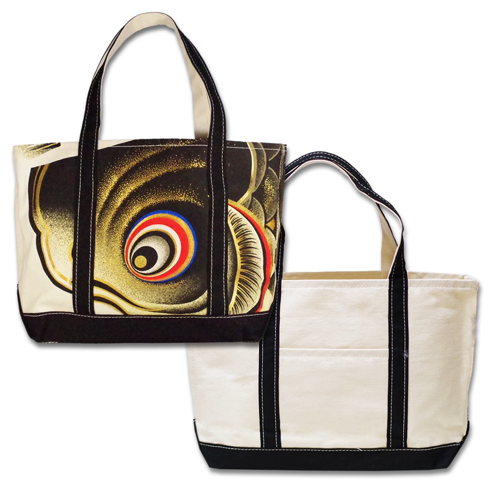 Hand Print Tote Bag Black Left Facing