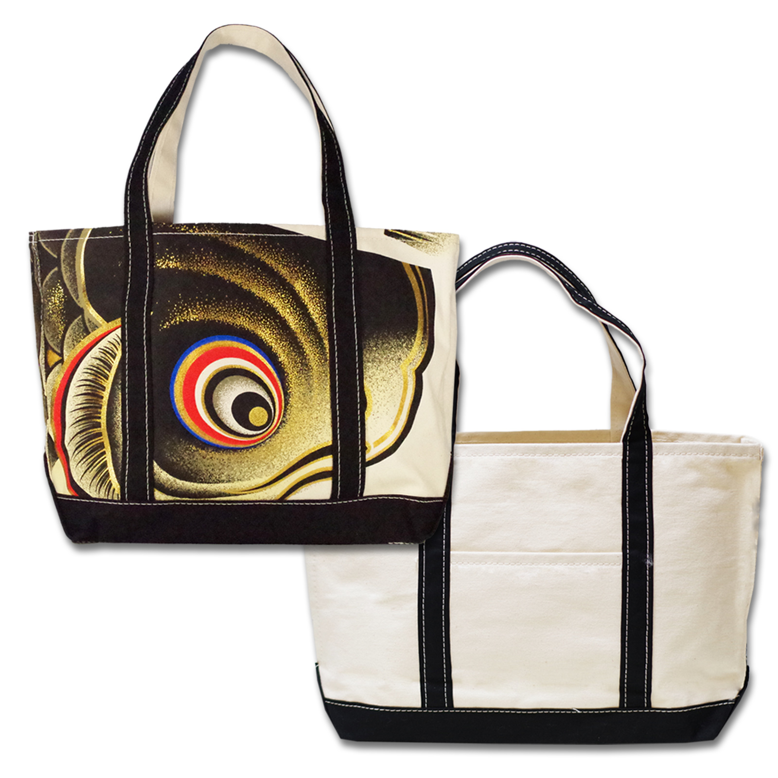 Hand Print Tote Bag Black Right Facing