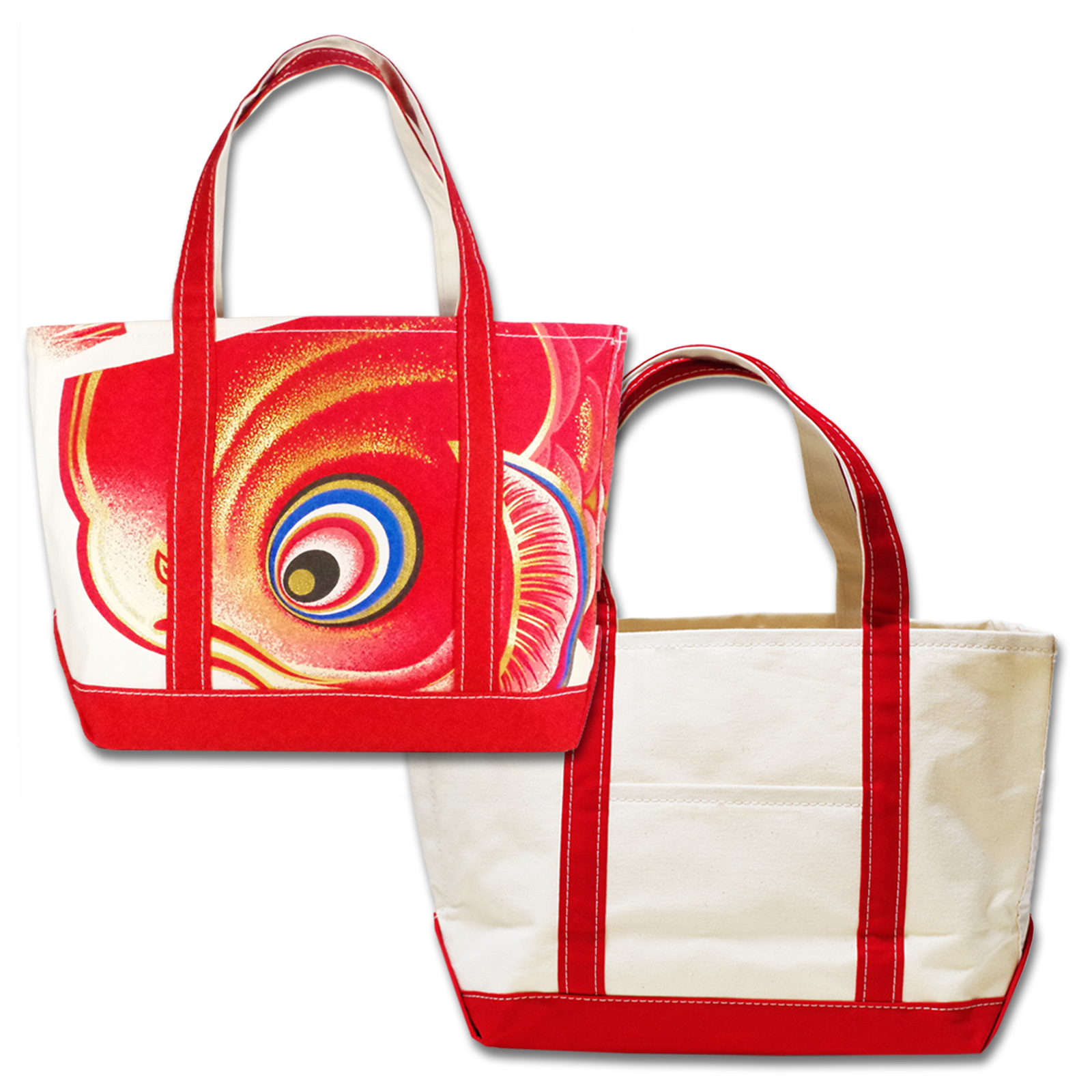 Hand Print Tote Bag Red Left Facing
